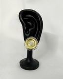 Pendientes de tachuela con diseño de sol y perlas acero inoxidable - ArmasStyle