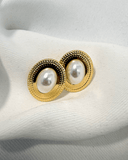 Pendientes de tachuela con diseño ovalado y perla acero inoxidable - ArmasStyle