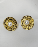 Pendientes de tachuela con diseño redondo grandes y perlas acero inoxidable - ArmasStyle