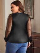 Sueter manga larga curvy con cuerina y mangas de malla