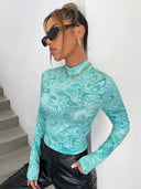 Camiseta de cuello redondo estrampado