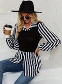 Blusa 2 e 1 manga larga a rayas
