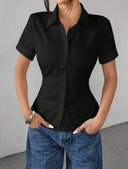 Camisa basica manga corta con cintura ceñida