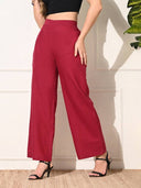 Pantalon ancho casual de mujer con bolsillos