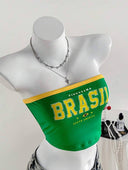 Tops strapless de estampado brasileño