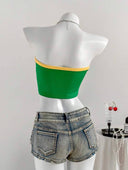 Tops strapless de estampado brasileño