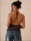 Blusa de lunares sexy con escote en V