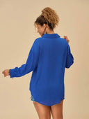 Blusa manga larga transparente unicolor