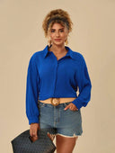 Blusa manga larga transparente unicolor