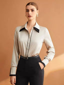 Blusa manga larga satinada