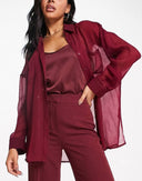 Blusa manga larga transparente unicolor