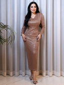Vestido largo elegante de noche con cuello en V con lentejuelas