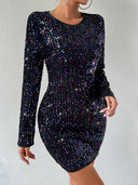 Vestido ajustado con lentejuelas para mujer corto
