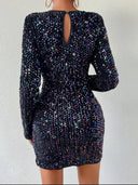 Vestido ajustado con lentejuelas para mujer corto