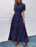 Vestido largo de mujer versatil estampado de puntos