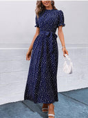 Vestido largo de mujer versatil estampado de puntos