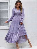 Vestido largo de mujer versatil estampado manga larga