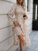 Vestido manga larga de mujer versatil estampado floral