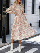 Vestido manga larga de mujer versatil estampado floral
