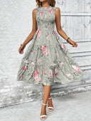Vestido sin manga de mujer versatil estampado floral