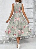 Vestido sin manga de mujer versatil estampado floral