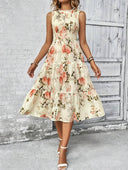 Vestido sin manga de mujer versatil estampado floral