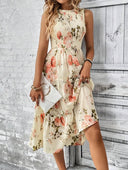 Vestido sin manga de mujer versatil estampado floral