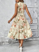 Vestido sin manga de mujer versatil estampado floral
