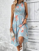 Vestido sin manga de mujer versatil estampado floral