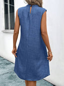 Vestido corto 2 en 1 con cuello alto efecto demin corto