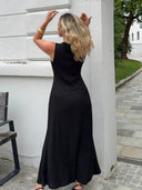 Vestido largo de mujer con botones dorado