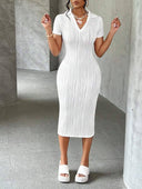 Vestido ajustado con tela ondulada