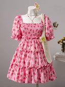 Vestido estampado con volado