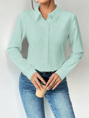 Camisa unicolor manga larga