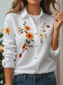 Camisa manga larga satinada con estampado