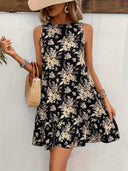 Vestido de mujer estampado holgado con lazo en la parte de atras