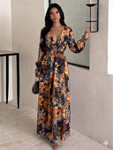 Vestido manga larga con estampado floral