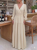 Vestido elegante manga larga engomado