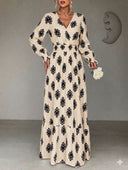 Vestido largo manga larga estampado