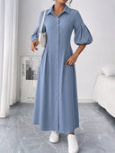 Vestido elegante manga bombacha
