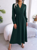 Vestido elegante con escote en V manga larga