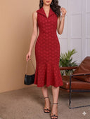 Vestido unicolor con estampado de corazon
