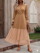 Vestido largo casual manga larga con tutu