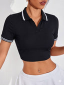 Franela deportiva con cuello de solapa