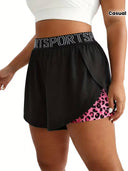 Shorts running deportivo doble con estampado animal print