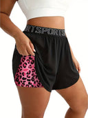 Shorts running deportivo doble con estampado animal print