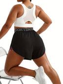 Shorts running deportivo doble con estampado animal print