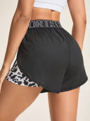Shorts running deportivo doble con estampado animal print