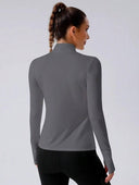 Sudadera deportiva ajustada de cuello liso