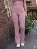 Leggins unicolor con bolsillos con abertura